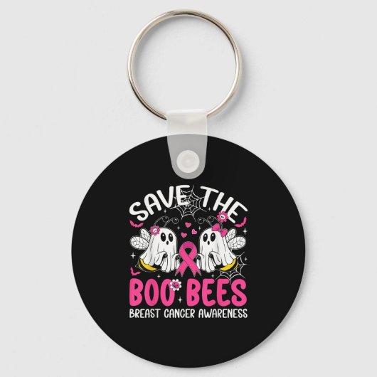 Save The Ees Boo Bees Borstkanker Halloween Vrouwe Sleutelhanger (Voorkant)