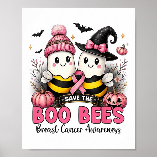 Save the Ees Boo Bijen Borstkanker Halloween Vrouw Poster (Voorkant)