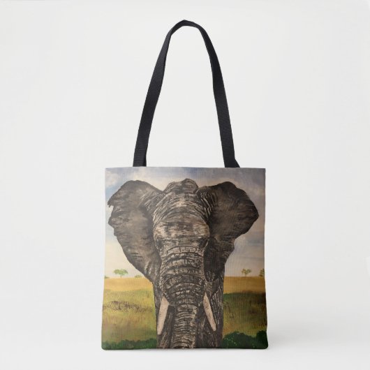 Save the Elephants Afrikaanse Dierenschildering Tote Bag (Voorkant)