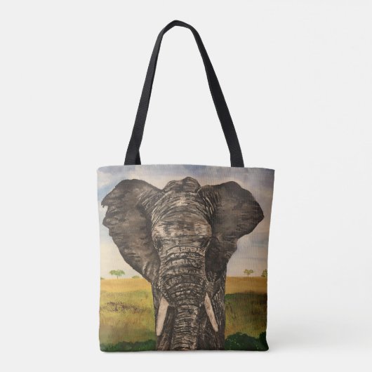 Save the Elephants Afrikaanse Dierenschildering Tote Bag (Achterkant)
