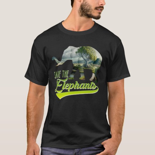 Save the Elephants protected species Animal welfar T-shirt (Voorkant)
