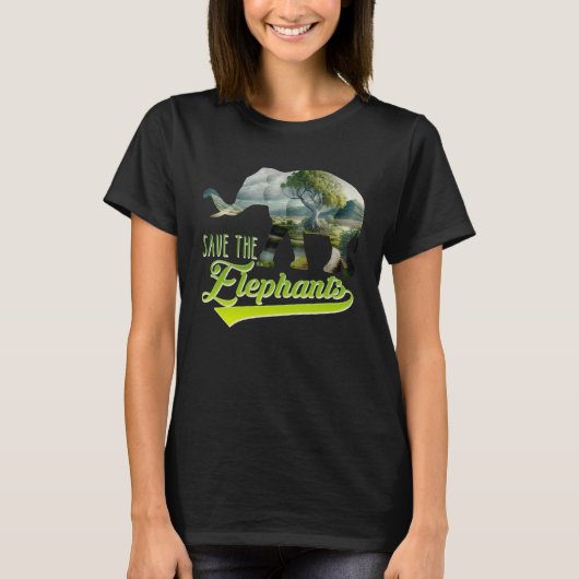 Save the Elephants protected species Animal welfar T-shirt (Voorkant)