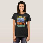 Save The Floaty Potatoes Manatee Chubby Mermaid Du T-shirt (Voorkant volledig)