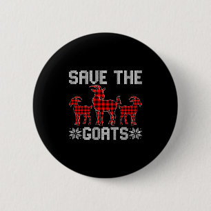 Save The Goats Kerstvakantie Plaid Goat Lover Chri Ronde Button 5,7 Cm