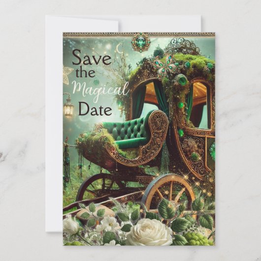 Save the Magical Date - Een betoverd boswagentje Kaart (Voorkant)