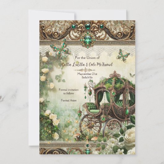 Save the Magical Date - Een betoverd boswagentje Kaart (Achterkant)