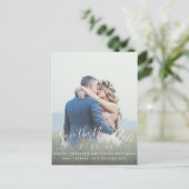 Save the New Date Wedding Script Foto uitgesteld Briefkaart (Staand voorkant)