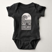 Save the ocean protection conservation black romper (Voorkant)