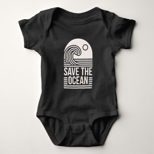 Save the ocean protection conservation black romper (Voorkant)
