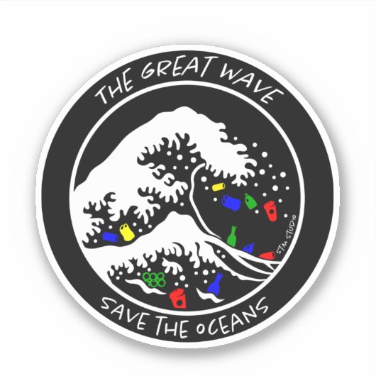 "Save the Oceans" Laptop Sticker (Zwart) (Voorkant)