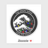 "Save the Oceans" Laptop Sticker (Zwart) (Vel)