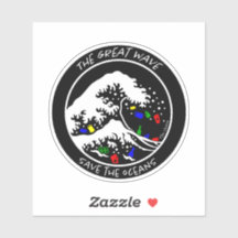 "Save the Oceans" Laptop Sticker (Zwart)