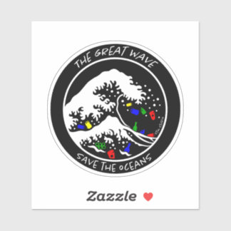 "Save the Oceans" Laptop Sticker (Zwart)