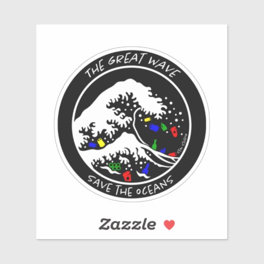 "Save the Oceans" Laptop Sticker (Zwart) (Vel)