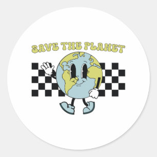 Save the Planet Earth Day Milieu Retro Groovy Ronde Sticker