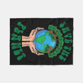 Save the Planet Earth Day Red de aarde en onze pla Fleece Deken (Voorkant (Horizontaal))