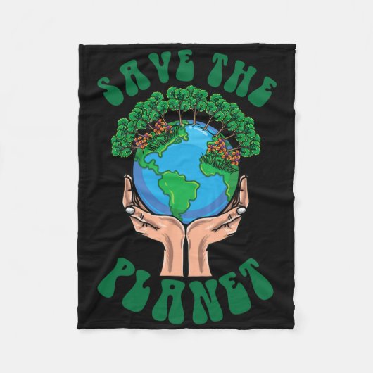 Save the Planet Earth Day Red de aarde en onze pla Fleece Deken (Voorkant)