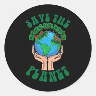 Save the Planet Earth Day Red de aarde en onze pla Ronde Sticker