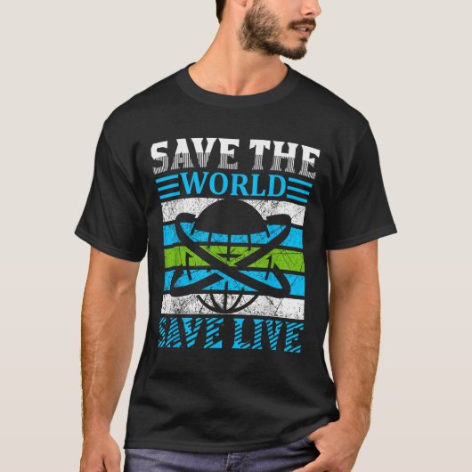 Save the Planet Earth Wereldbol Milieubescherming T-shirt (Voorkant)