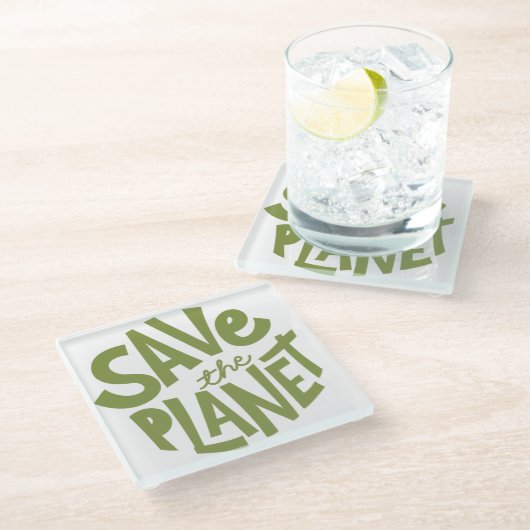 Save the Planet Eco Design Glazen Onderzetter (Schuin)