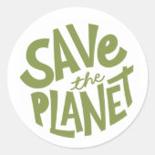 Save the Planet Eco Design Ronde Sticker (Voorkant)