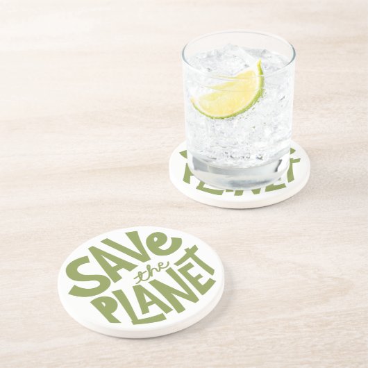 Save the Planet Eco Design Zandsteen Onderzetter (Zijkant)