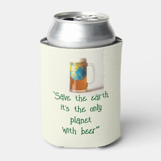 “Save the Planet” Koozie Fleskoeler (Blikje Voorkant)