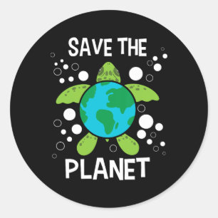 Save the Planet - Milieubescherming Aarde D Ronde Sticker