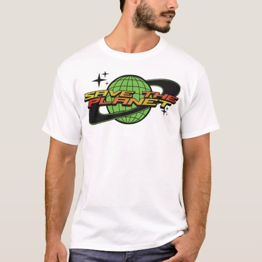 Save The Planet Retro T-Shirt – Eco Friendly Vinta (Voorkant)