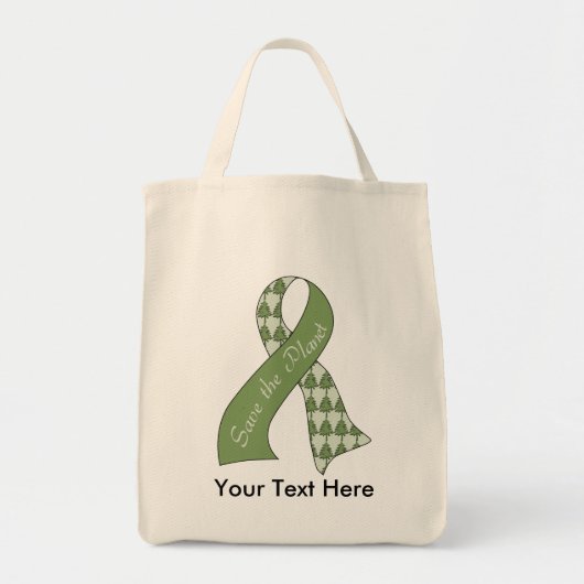 Save the Planet Ribbon: Everygreens Grocery Tas (Voorkant)