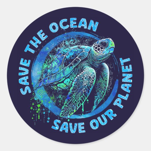 Save The Planet Ronde Sticker (Voorkant)