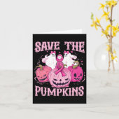 Save the Pumpkins Ghost Halloween borstkanker wet Kaart (Gele Bloem)
