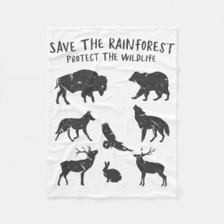 Save The Rainforest Protect The Wildlife Animal Gr Fleece Deken