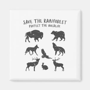 Save The Rainforest Protect The Wildlife Animal Gr Magneet