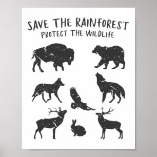 Save The Rainforest Protect The Wildlife Animal Gr Poster
