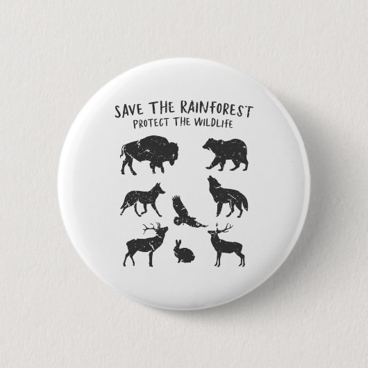 Save The Rainforest Protect The Wildlife Animal Gr Ronde Button 5,7 Cm (Voorkant)