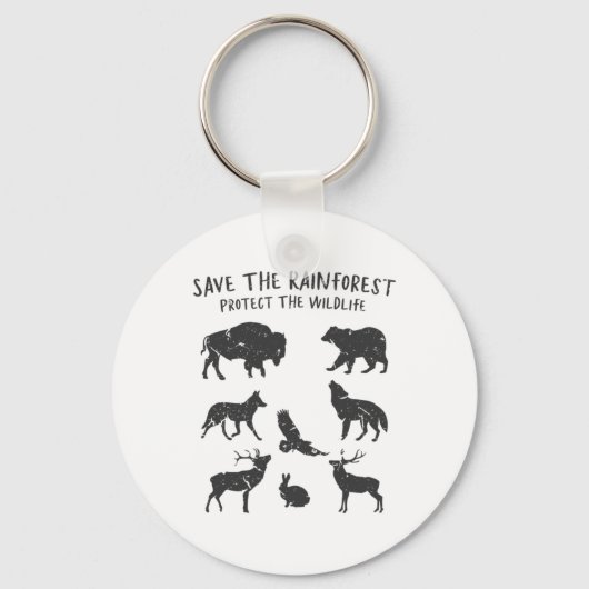 Save The Rainforest Protect The Wildlife Animal Gr Sleutelhanger (Voorkant)