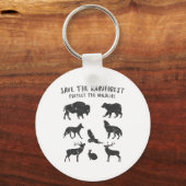 Save The Rainforest Protect The Wildlife Animal Gr Sleutelhanger (Voorkant)