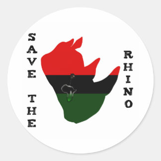 Save the Rhino w / Africa Tear White Ronde Sticker