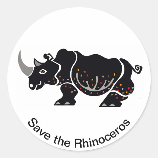 Save the RHINOCEROS - Conservation -Africa Ronde Sticker (Voorkant)