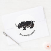Save the RHINOCEROS - Conservation -Africa Ronde Sticker (Envelop)