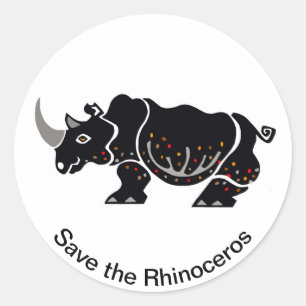 Save the RHINOCEROS - Conservation -Africa Ronde Sticker
