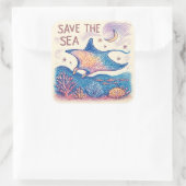 Save the Sea - Color Pencil Ocean Art Vierkante Sticker (Tas)