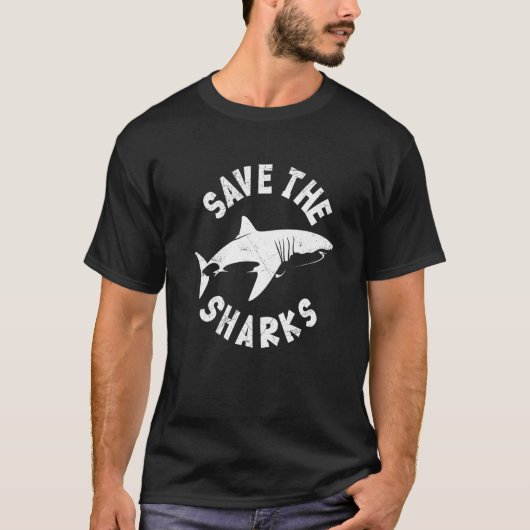 Save The Sharks Stop Finning Shark Diver T-shirt (Voorkant)