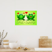 Save the Swamp Frog Love Green Poster (Keuken)