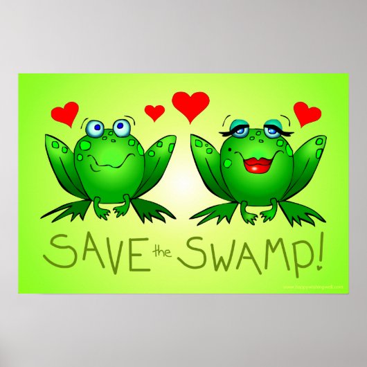 Save the Swamp Frog Love Green Poster (Voorkant)
