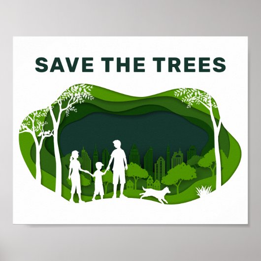 Save The Trees Green Family Park Eco Poster (Voorkant)