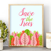Save The Trees Roze En Groene Lente Eco Poster