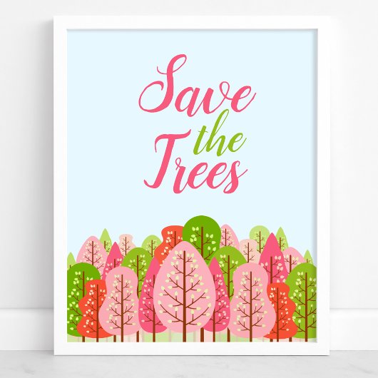Save The Trees Roze En Groene Lente Eco Poster