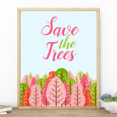 Save The Trees Roze En Groene Lente Eco Poster